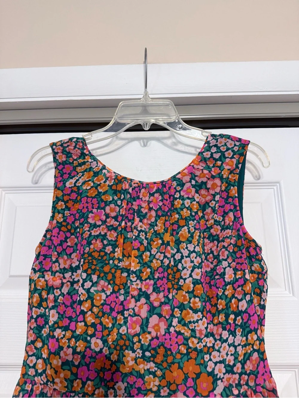 Brand New J. Crew Pink & Green Floral Tiered Midi Dress - Size XS